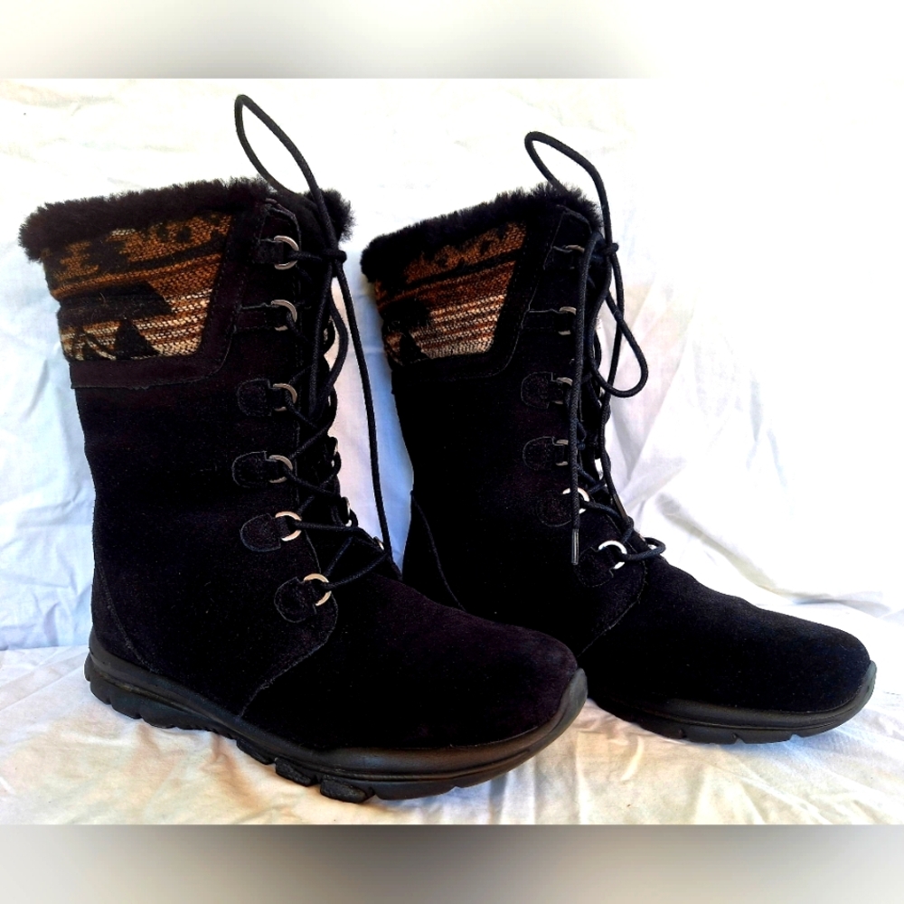 Abeo Ankle Boots Womens 7 Kiana Black Leather Sheepskin Western Winter